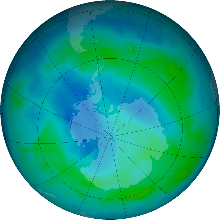 Antarctic ozone map for 19 February 2012